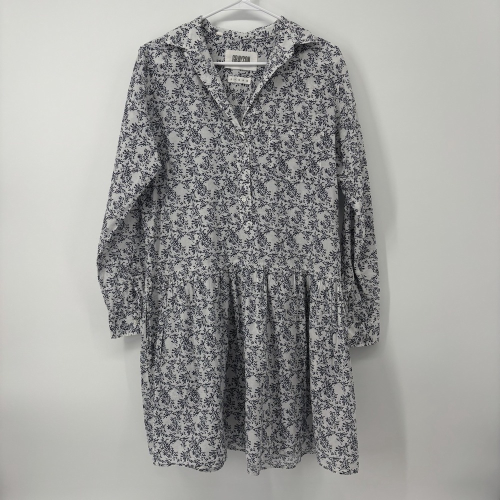 Grayson Frank & Eileen The Changemaker Dress Blue White Floral Size 2 Small